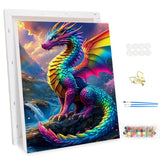 EOBROMD Framed Paint by Numbers Kits for Adults Colourful Dragons, DIY Kits Crafts for Beginner on Stretched Canvas, 3 Paint Brushes and Acrylic Paint for Home Decor 12x16inch EOBROMD