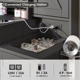 Fameill Vanity Desk with Mirror and Lights, Makeup Vanity Desk with Power Outlet, 2 Drawers & Storage, Vanity Table with Chair & Jewelry Cabinet, for Bedroom (Black) Fameill