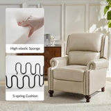 HULALA HOME Genuine Leather Recliner Chair, Classic and Traditional Push Back Recliner Chair for Living Room, Adjustable Leather Cigar Reclining Vintage with Nail Head Trim,Beige-S2 HULALA HOME