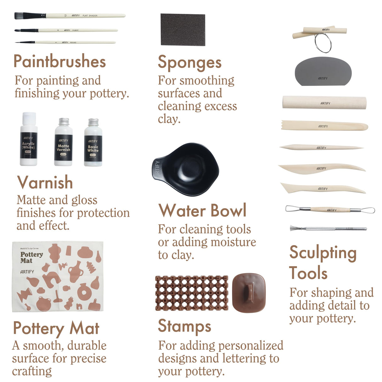 ARTIFY Air Dry Clay Kit for Adults, DIY Pottery Craft Airdry Tool Kit at Home, Art Hobby Clay Sculpting Modeling Making, Date Night Couples Family Beginners Birthday Gifts ARTIFY art supplies