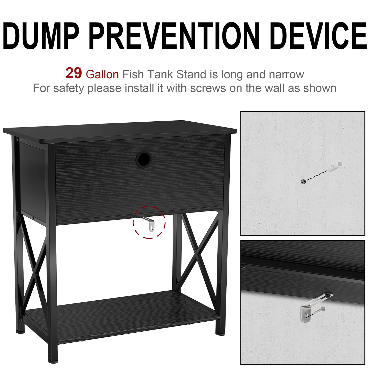 29 Gallon Aquarium Stand, Metal Fish Tank Stand with Cabinet Storage, for 20 Gallon Long Aquarium,30.7" L*12.6" W Tabletop,330LBS Capacity