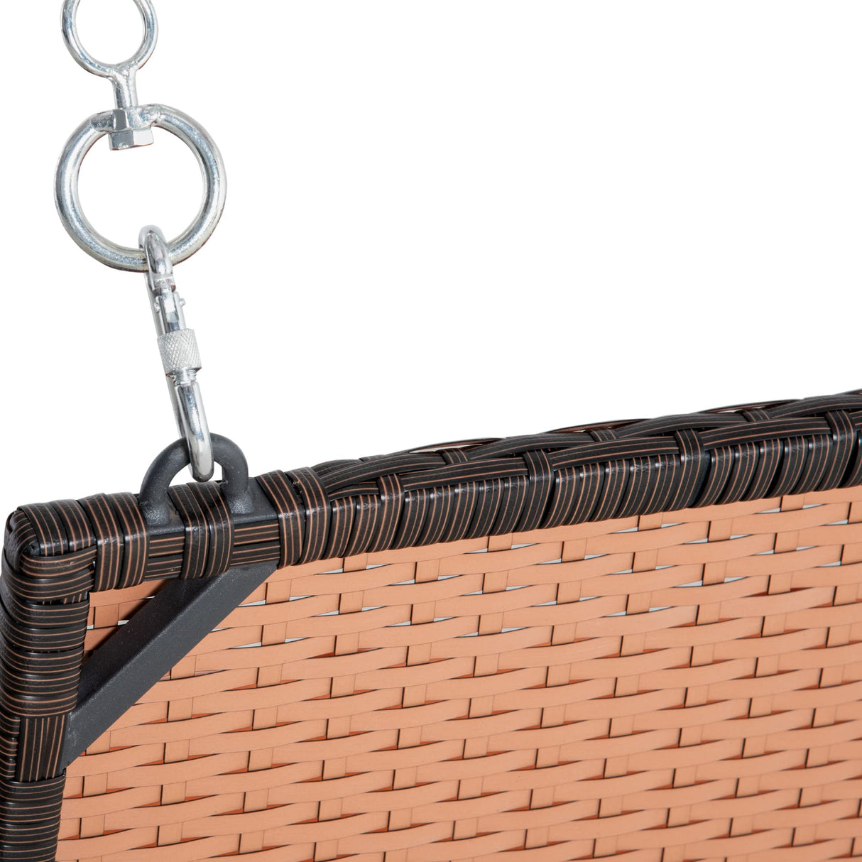 Outsunny 2 Person Wicker Hanging Swing Bench, Front Porch Swing Outdoor Chair with Cushions 550 lbs. Weight Capacity for Backyard, Garden, Orange Outsunny