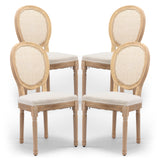 SoarTalent Rattan Back Upholstered Dining Chairs Set of 4 French Country Oval Kitchen Side Chairs with Wood Legs for Dining Room, Kitchen, Restaurant(Beige-Rattan) SoarTalent