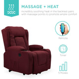 Best Choice Products Modern Linen Electric Power Lift Chair, Recliner Massage Chair, Adjustable Furniture for Back, Legs w/ 3 Positions, USB Port, Heat, Cupholders, Easy-to-Reach Button - Burgundy Best Choice Products