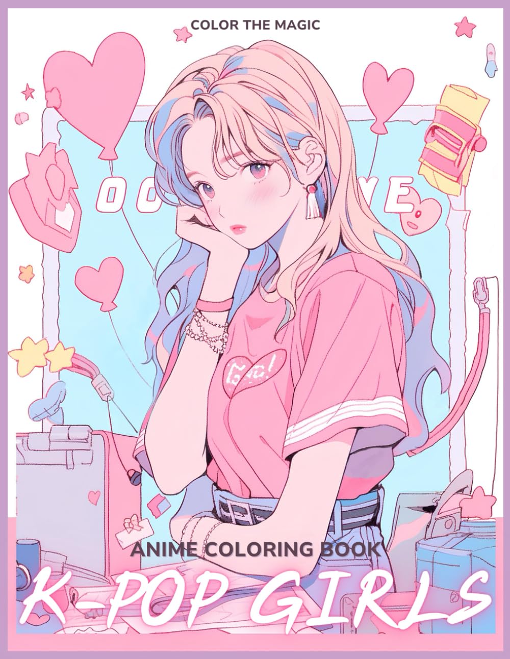 Anime Coloring Book: K-Pop Girls: A Stress-Relief Korean Idol-Inspired Japanese Comic and Manga Kpop Coloring Book for Kids, Teens, and Adults Majosta