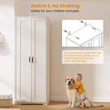 Teekyooly 70" Tall Storage Pantry Cabinet, Bathroom Floor Organizer Storage Cabinet with 2 Doors and 6 Adjustable Shelves, Standing Utility Cabinet for Dining Room, Food Storage and Kitchen, White Teekyooly