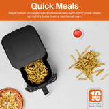 Air Fryer Oven 4.5QT, Space Saving, 1 Touch Digital Display, Compact, Non-stick And Dishwasher Safe Basket, Black & Stainless Steel,Update Kitchen Elite