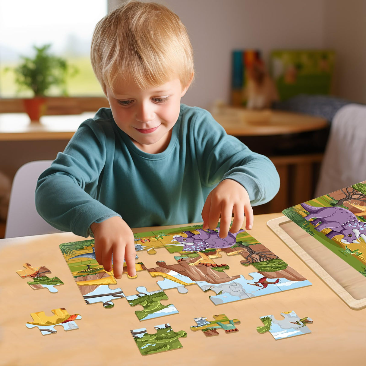 Puzzles for Kids Ages 4-6, 24 Piece Wooden Jigsaw Puzzles for Toddlers Ages 3-5, Preschool Educational Puzzles Boards for Boys and Girls Gifts 3 4 5 6 Years Old Toys Eirenke