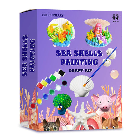 COUCHINLARY DIY Natural Sea Shells Painting Kit for Kids Children Starfish Glow in The Dark Arts&Crafts Kit Gifts Creative Art Toys for Girls Boys Age 4+,5, 6, 7, 8, 9, 10, 11, 12 Year Old COUCHINLARY