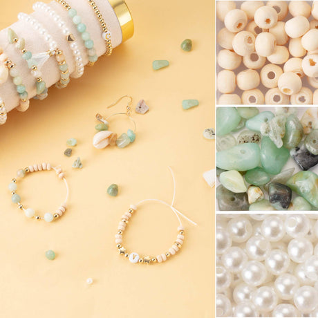 Xylise Jewelry Making Supplies Kit Natural Stone Beads for Irregular Natural Stone with for DIY Craft Bracelet Necklace Earrings for Adults (Amazonian) Xylise