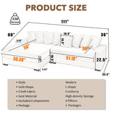 UPYOOE 111'' Modern Sectional Sofa, L-Shaped Corduroy Couch with Left Chaise Daybed, Extra-Wide Oversized Lounge, 8 Pillows, Corner Sofa Set for Living Room, Apartment, Office, Hotel, Bedroom, Black UPYOOE