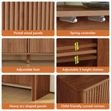 Sideboard Storage Cabinet with Doors and Shelves, Buffet Cabinet with Storage, Credenza Storage Cabinet for Kitchen, Wooden Fluted Cabinet for Bedroom/Entryway, under TV Cabinet with Storage - Walnut affeivul