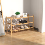 RONGJIA 3 Tier Bamboo Shoe Rack for Closet Free Standing Wood Shoe Shelf Storage Organizer for Entryway Small Space Stackable, Natural RONGJIA