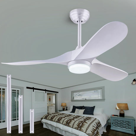 QUTWOB 36" Ceiling Fans with Light and Remote Controll, Reversible DC Motor Indoor/Outdoor 3 Blade Modern Ceiling Fan for Kids Room, Bedroom and Living Room (White) QUTWOB
