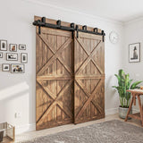 WINSOON 6FT New Double Bypass Barn Door Hardware Kit Room Wall Mount for Sliding Wood Door (6FT / Two Door Set) WINSOON