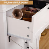 Garvee 72" Tall 6-Tier White Farmhouse Bookshelf with Doors – Display Cabinet with Drawer and Adjustable Shelves for Study, Living Room and Bedroom Garvee