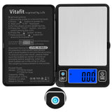 Vitafit 500g Digital Gram Scale in 0.01g, High Accuracy Assured by Built-in Level Bubble, Scale Professional Since 2001, Pocket Scale for Multi-Function: Kitchen, Food, Jewelry, Lab, Coffee, Black Vitafit