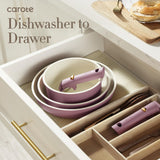 CAROTE 19pcs Pots and Pans Set, Nonstick Cookware Set Detachable Handle, Induction Kitchen Cookware Sets Non Stick with Removable Handle, RV Cookware Set, Gold and Purple CAROTE