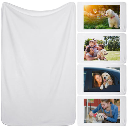 Nuanchu 1 Piece Baby Sublimation Blanket Blanks 31 x 47'' White Sublimation Throw Blanket Customized Soft Flannel Blanket Lightweight Bed Travel Blanket Heat Press Bedroom Dorm