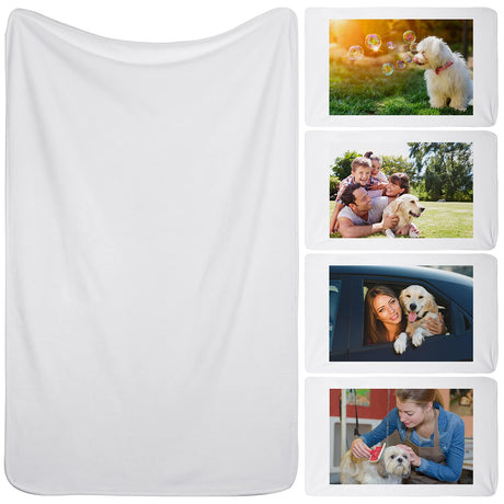 Nuanchu 1 Piece Baby Sublimation Blanket Blanks 31 x 47'' White Sublimation Throw Blanket Customized Soft Flannel Blanket Lightweight Bed Travel Blanket Heat Press Bedroom Dorm Nuanchu