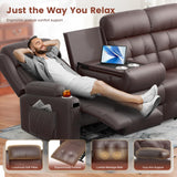 Reclining Sectional Couches for Living Room, L Shaped Large Sectional Reliner Sofa, Faux Leather Couch, Home Theater Seating with Console, Recliner Couch & Sofa Aotolo