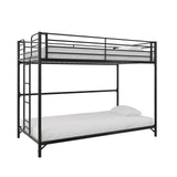 DHP Daven Easy Assembly Metal Bunk Bed for Kids, Teens and Adults, with Ladder, High Guardrail, Metal Slats, Smooth Rounded Edges, No Boxspring Required, Twin-Over-Twin, Black DHP