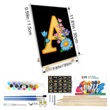 JOOZ Letters Paint by Numbers Kit for Adults with Frame, Paint by Number for Beginners with Easel, DIY Letters Flowers Easy Paint by Number Kits Framed Canvas for Home Wall Decor 8 x 12 Inch, A JOOZ