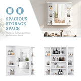 Shintenchi Bathroom Wall Cabinet with Mirror, Mounted Medicine Cabinets with 4 Internal and 6 Open Shelves, Mirrored Door Over The Toilet Storage, Solid White Shintenchi