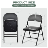HAPPYGRILL 4 Pack Folding Chairs, Fabric Commercial Chairs w/Padded Seat & Back, Metal Frame, Portable & Foldable Dining Chairs for Office Party Guest Room Conference Room Event HAPPYGRILL