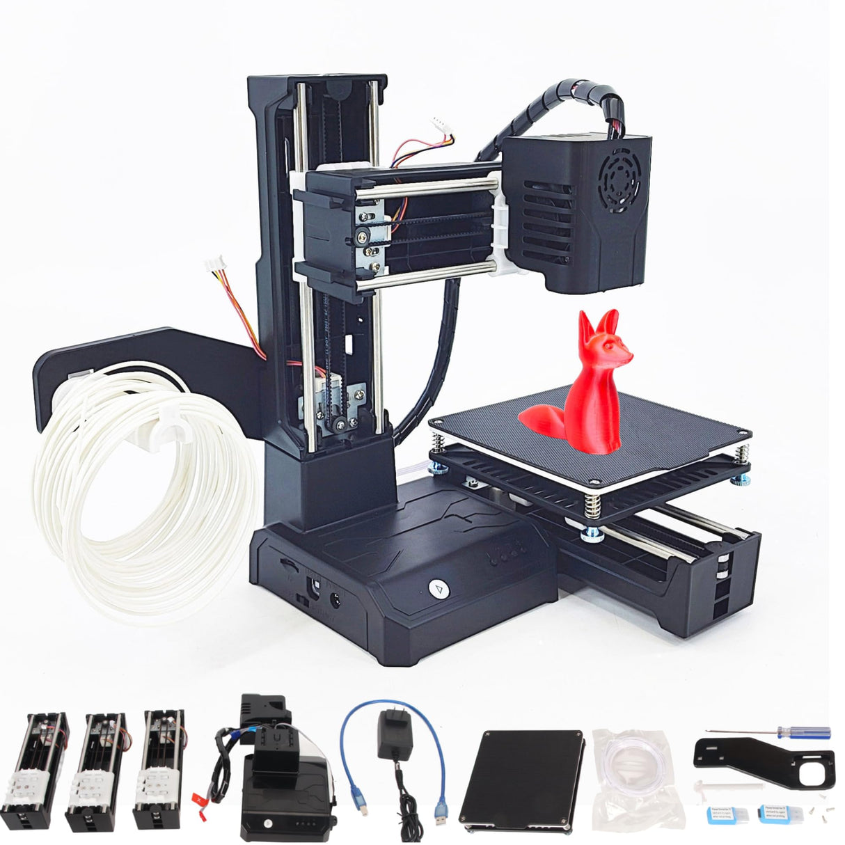 FDM Mini 3D Printer for Beginners, Smoothly Printing High Accuracy Mini 3D Printer with Uniform Heating, Quick Assembly, Easy for Kids (US Plug) Bewinner