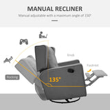 HOMCOM Wingback Swivel Recliner Chair Glider Rocking Chair for Nursery with Button Tufted, Padded Single Home Theater Seater for Living Room Bedroom, Grey HOMCOM