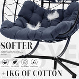 Easyego Double Egg Chair with Stand Hammock Swing Chair 2 Person Outdoor Indoor Hanging Loveseat with UV Resistant Removable Cushion for Patio Living Room-660LBS Capacity, Grey Easyego