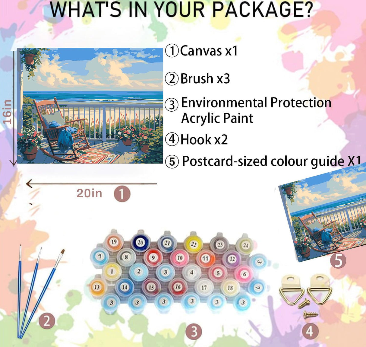 croshom Paint by Numbers Kit for Adults Beginner, Easy Paint by Numbers Kits for Adults, Suitable for Gifts and Home Wall Decor 16" x 20", Sea Landscape croshom