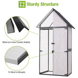 GUTINNEEN Outdoor Storage Shed with All Around Strong Metal Frame, Garden Tool Sheds Cabinet with Floor & Adjustable Shelves, Wooden Tool House for Backyard Garden Patio Lawn (White) GUTINNEEN