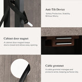 YITAHOME 33.5'' Tall TV Stands for Living Room, TV Entertainment Center with LED Light, TV Stand for TVs up to 70 Inch, Tall TV Console Cabinet with Power Outlets, Grey YITAHOME