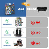 Freestanding Snowboard Rack - 4 Pair Ski, 3 Pack Snowboard, Boot, Pole, Goggles, Helmet Rack for Garage, Shed, Basement Lurgno