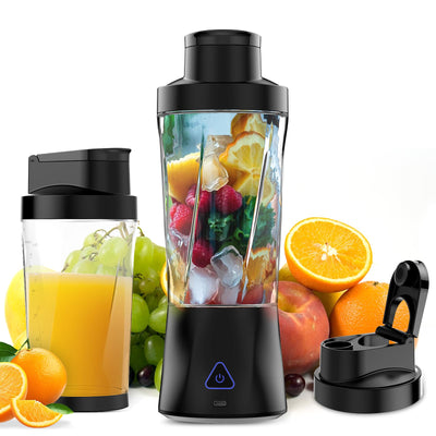 neza Personal Blender, 360 Watt Portable Blender-for Shakes & Smoothies, 24oz Cordless Mini Blender, 6000mAh, Self Cleaning and BPA Free Portable Juicer, Travel Blender with 6 Sharp Blade, Ink Black