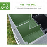 PawHut 69" Wooden Chicken Coop, Poultry Cage Hen House with Connecting Ramp, Removable Tray, Ventilated Window and Nesting Box, White PawHut