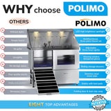 Dog Washing Station, LED Professional Stainless Steel Dog Bathing Station, Dog Bathtub for Large, Medium & Small Dog, Dog Grooming Tub with Window, Ramp, Drawer, Floor Grate & Fauct （Left RAMP, 50"） polimo