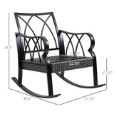 Outsunny 2 Piece Outdoor Wicker Rocking Chairs with Padded Cushions, Aluminum Furniture Rattan Porch Rocker Chairs w/Armrest for Garden, Patio, and Backyard, Gray Outsunny