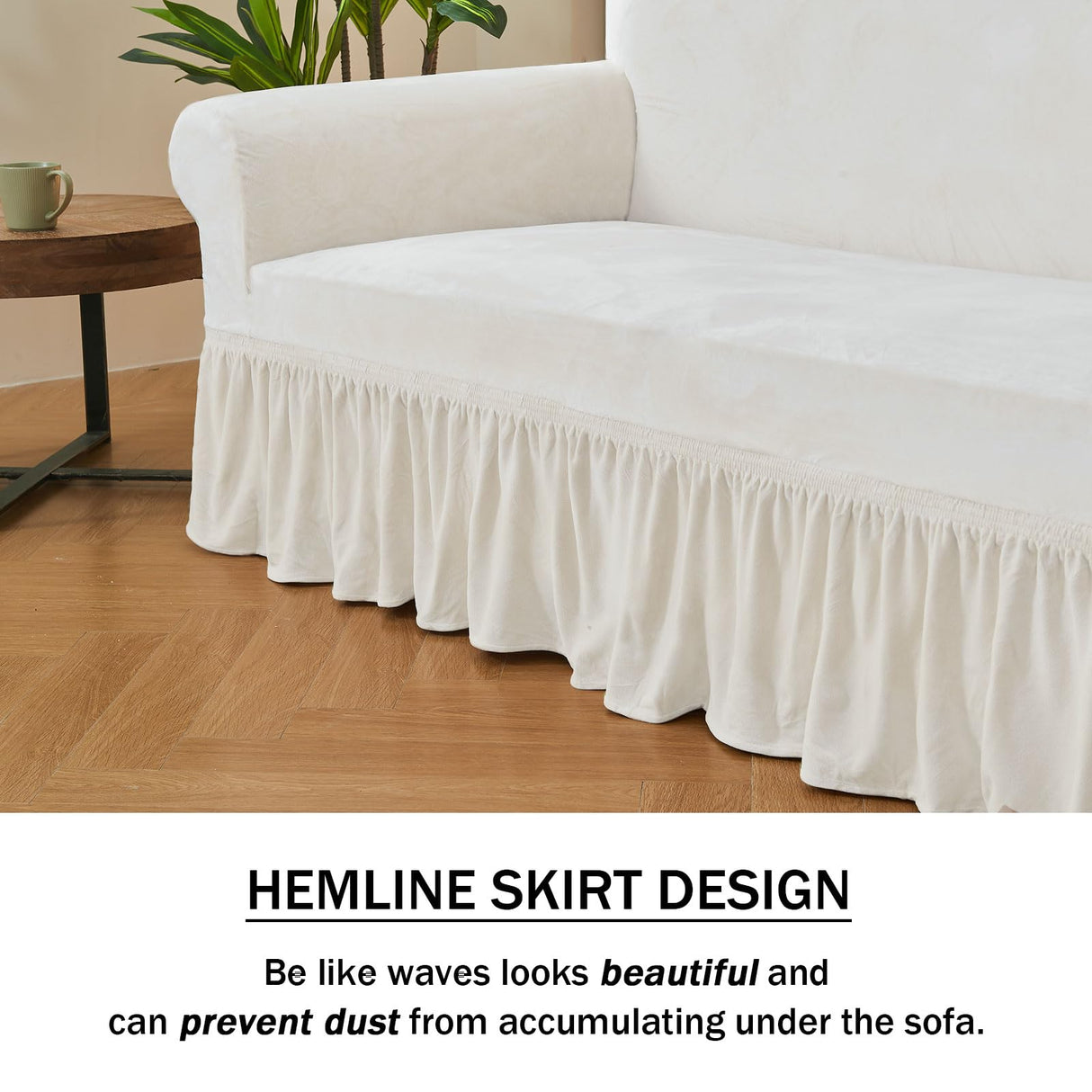 NICEEC Loveseat Cover Super Soft 1-Piece White Slipcover for Loveseats Stretch Universal Spandex Couch Covers for Living Room Easy Fit Washable Furniture Sofa Protector with Skirt NICEEC