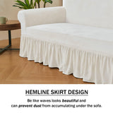 NICEEC Loveseat Cover Super Soft 1-Piece White Slipcover for Loveseats Stretch Universal Spandex Couch Covers for Living Room Easy Fit Washable Furniture Sofa Protector with Skirt NICEEC