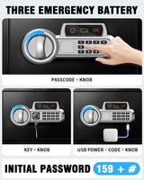 Fdsutvit Safe Box 2.2 Cu Ft, Steel Security with Digital Electronic Keypad, Safety Lock Box, Sensor Light, Removable Shelf, Home Safe for Valuables Documents Money Jewelry Guns Fdsutvit