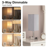 【Upgraded】Bedside Table Lamp Touch Control, with USB C+A Charging Ports & Dual AC Outlets, 3-Way Nightstand Lamp for Bedroom with LampShade Living Room Office(LED Dimmable Bulb Included) aooshine