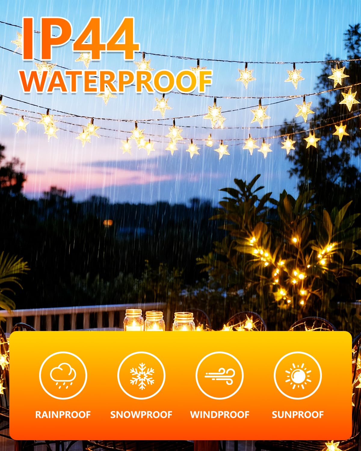 Twinkle Star 100 LED Star String Lights, 33FT Plug in Fairy String Lights Waterproof, Extendable for Indoor, Outdoor, Wedding Party, Christmas Tree, New Year, Ramadan, Garden Decoration, Warm White Twinkle Star