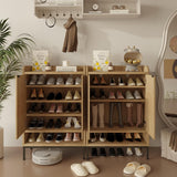 ALBSL Modern Shoe Cabinet with Fluted Door,5-Tier Farmhouse Shoe Cabinet with 3 Adjustable Shelves,41.5'' Tall Wooden Shoe Rack Organizer Cabinet for Entryway, Hallway,Living Room,Natural ALBSL