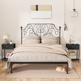 Nightstands Set of 2, Industrial End Table with Fabric Drawer&Storage Shelf, Small Bedside Table Organizer for Small Space, Side Table for Living Room, Tall 23.6" Night Stand for Bedroom, Black Oak Furologee