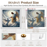 DIADAY 5D Dog Diamond Painting Kits, Angel Dog Diamond Art Kits for Adults, DIY Craft Full Drill Round Gem Diamond Dots Art Home Wall Decor Gift 12 x 12 Inches DIADAY
