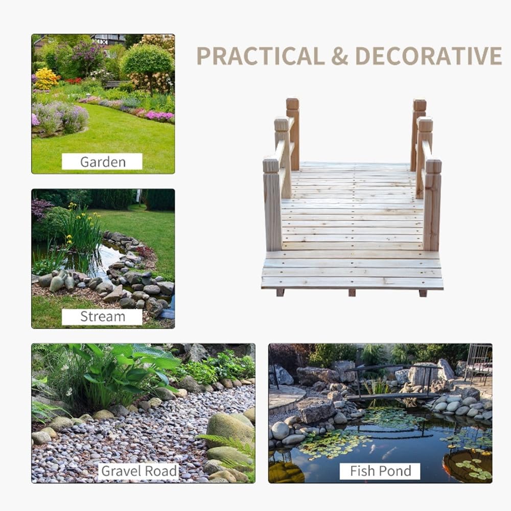 Wooden Garden Bridge Arc Footbridge 5ft Generic