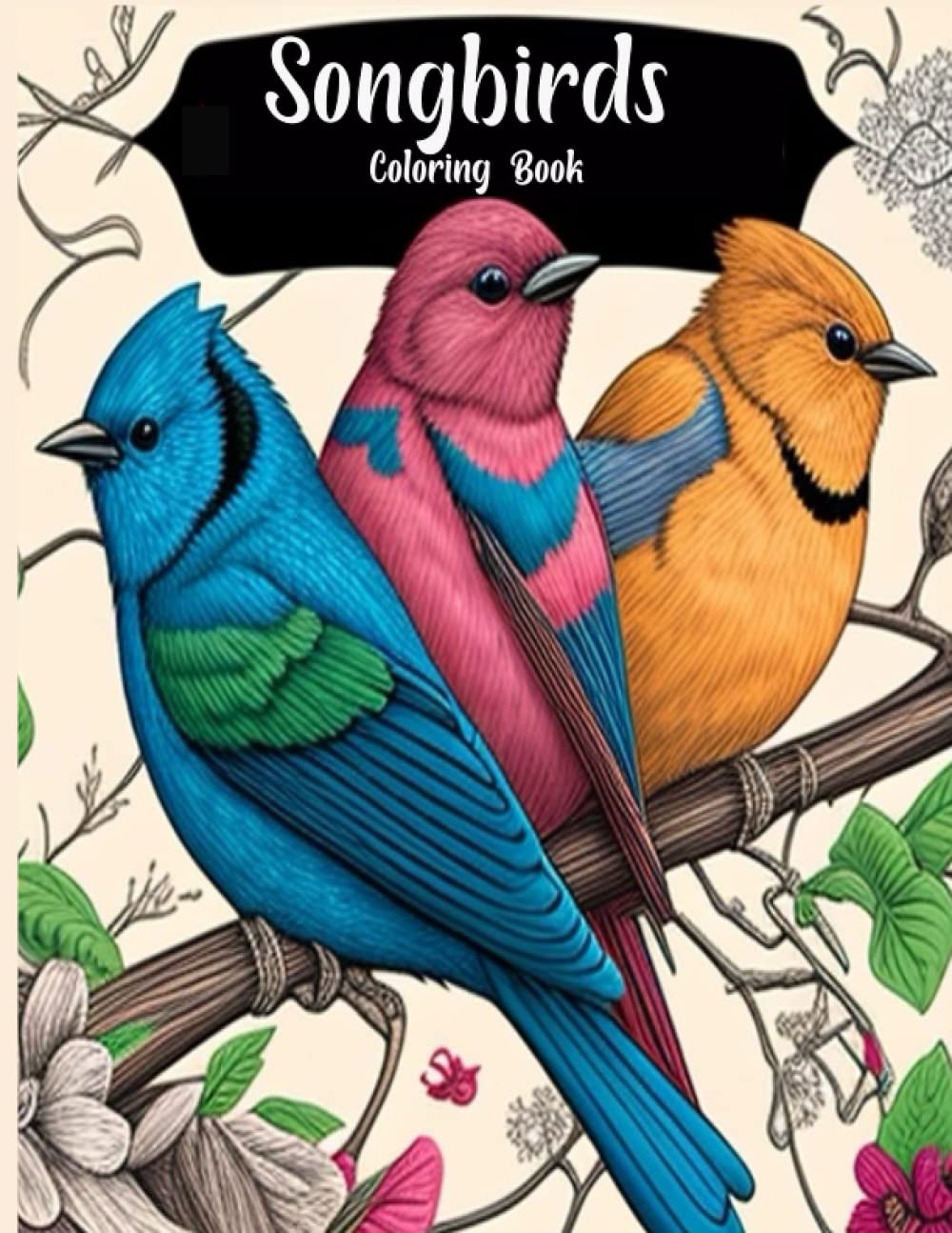 Songbirds Coloring Book: An Adult Coloring Book Featuring Beautiful Songbirds, Exquisite Flowers and Relaxing Nature Scenes Majosta